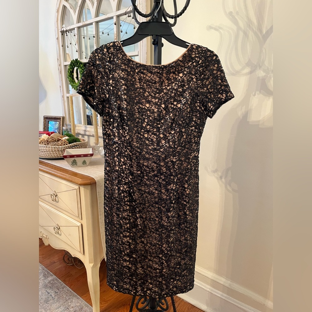 Aidan black and nude sequin dress